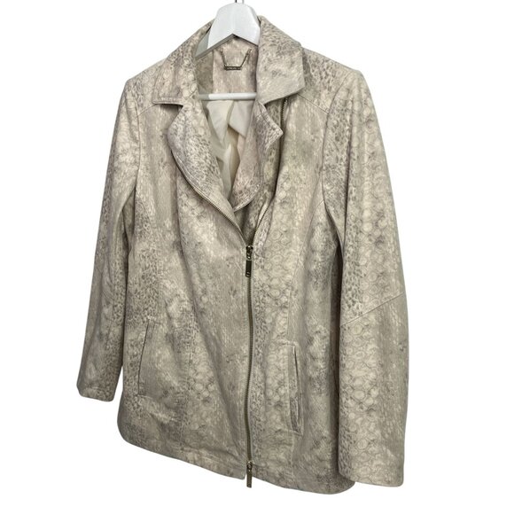 Chicos tan faux suede moto jacket small snake print preppy old money quiet luxur - Picture 5 of 16